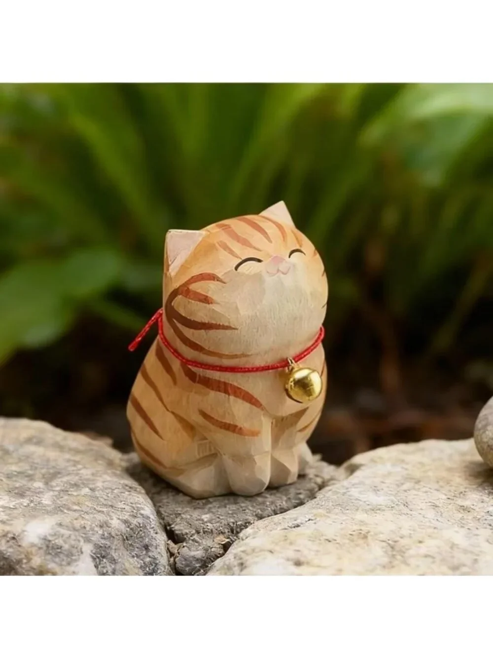 Handcrafted Orange Tabby Cat Figurine - Unique Ginger Striped Statue for Home